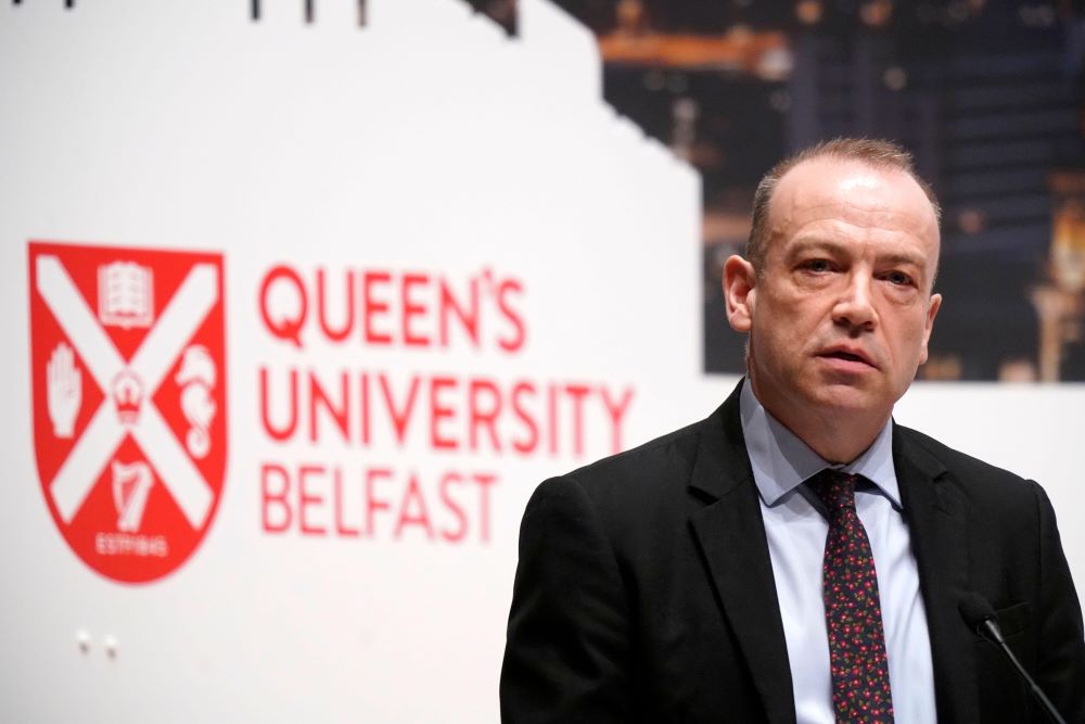 Northern Ireland Secretary Chris Heaton Harris speaking in Belfast (Alamy)